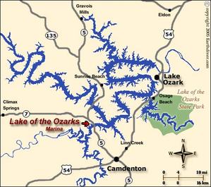 ozarks lake map missouri mo ozark where shoreline quantity than california osage play coastline slab waters quality city missourians go